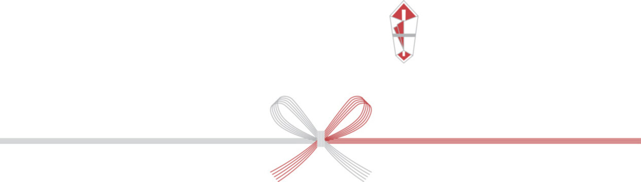 Japanese Noshi Paper Template with Red and White Mizuhiki