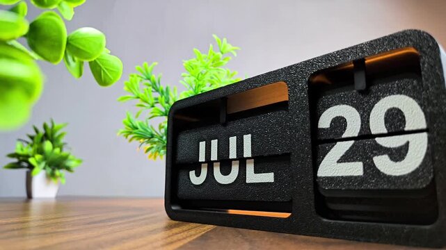 Retro flip calendar changing date from july 28 to july 29. International Tiger Day