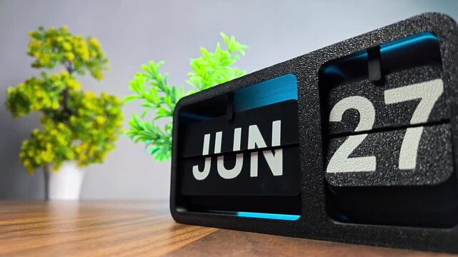 Retro flip calendar changing date from june 26 to june 27. International Day of Deafblindness