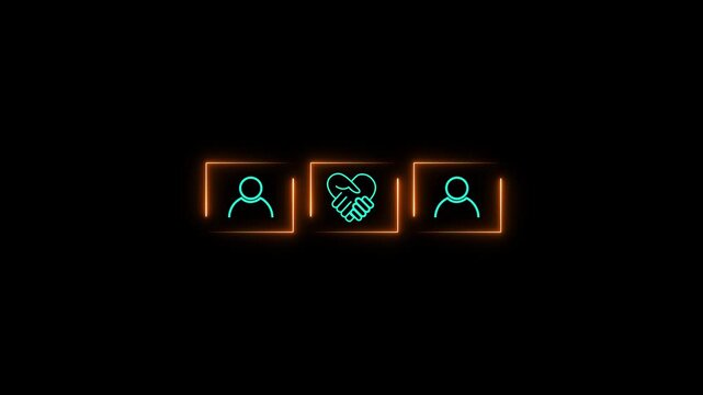 Empathy in leadership concept. neon symbolizing empathy and partnership among blocks representing individuals, emotional intelligence and trust in workplace leadership and team collaboration.