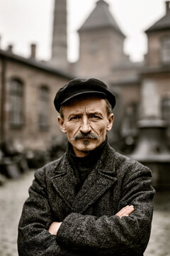 Industrial Worker Portrait in Vintage Factory &ndash; AI Generative