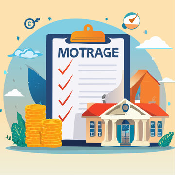 Mortgage approval concept with house and coins