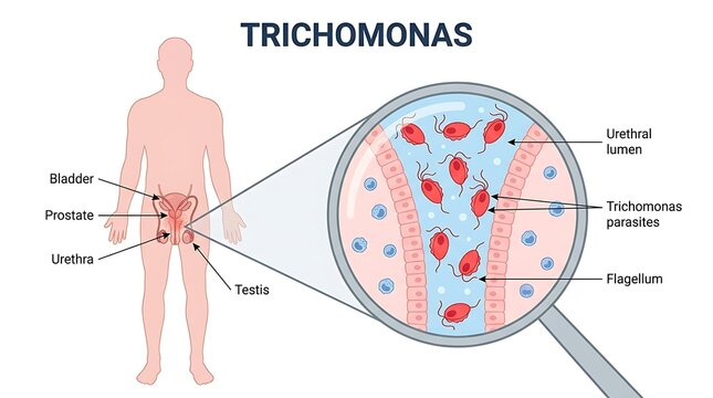 Trichomonas vaginalis parasite infection medical infographic diagram