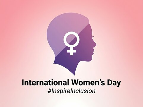 International womens day celebration with female symbol and silhouette for inclusion and inspiration concept