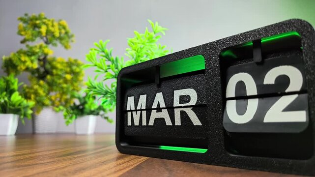 Retro flip calendar changing date from march 01 to march 02. World Teen Mental Wellness Day