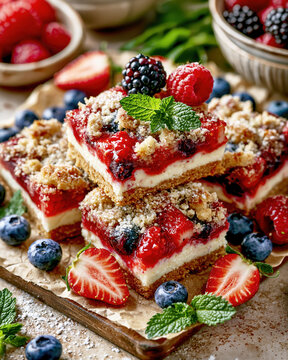  Berry Cheesecake Crumble Bars AI Generative
