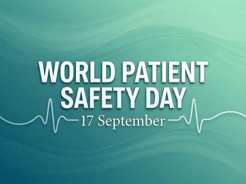 World patient safety day celebration banner design with heartbeat line and date information