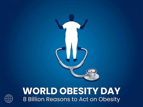 World obesity day awareness illustration with stethoscope and human silhouette design concept
