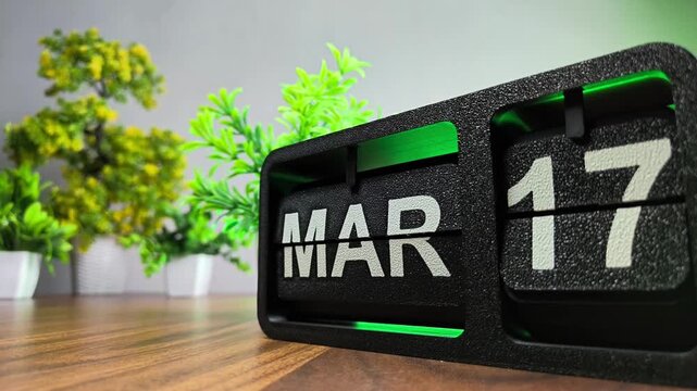 Retro flip calendar changing date from march 16 to march 17. Saint Patrick's Day