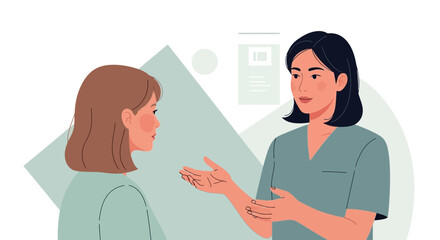 Fototapeta premium Doctor consulting patient, medical advice, healthcare conversation, illustration