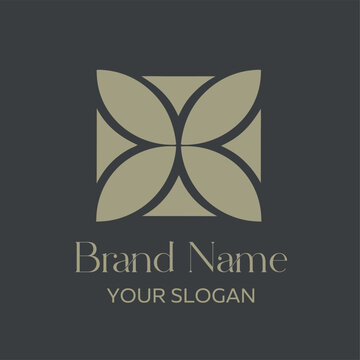 Luxury floral template. Elegant linear flower icon.