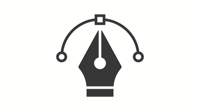 Stylized pen tool icon for digital vector graphic design and creative illustration software