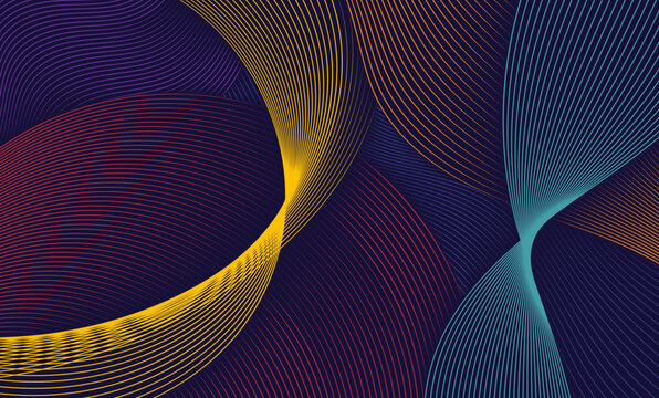 Abstract Colorful Curved Lines Background with Modern Wavy Geometric Pattern