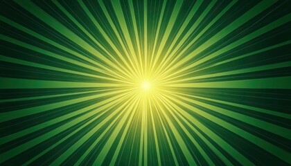 Fototapeta premium radiant yellow core with green radial rays bursting outward on layered gradient background, energetic and uplifting abstract light burst