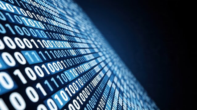 Abstract digital binary code data stream, computer programming language background, software development concept, cyber security technology, big data information flow