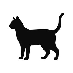 Black cat silhouette, feline icon, animal shape, pet design isolated on White Background silhouette © Kaniz