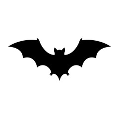 Fototapeta premium Black bat silhouette, flying mammal icon, Halloween symbol, animal emblem isolated on White Background silhouette