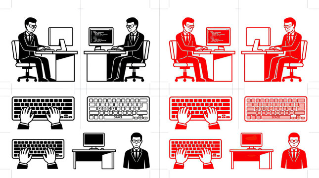 Programmer Working on Computer, Coding and Typing