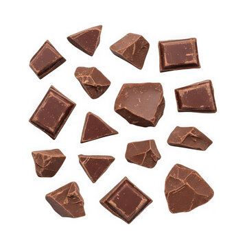 Chunks of delicious dark chocolate isolated on transparent