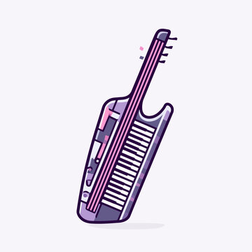 Purple and pink keytar synthesizer keyboard instrument