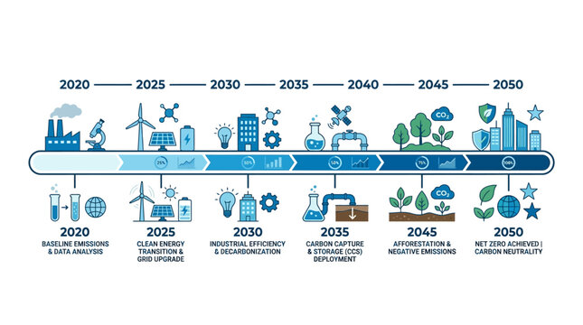 Sustainable development icons, eco-friendly timeline, environmental infographic, green technology roadmap isolated on White Background flat vector eps silhouette