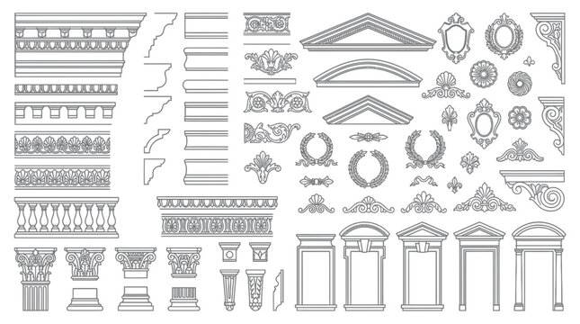 Classical Architectural Elements Collection: Ornaments, Columns, Pediments, Arches