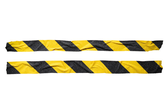 Two Parallel Stripes of Distressed Rough Anti Slip Yellow and Black Warning Tape