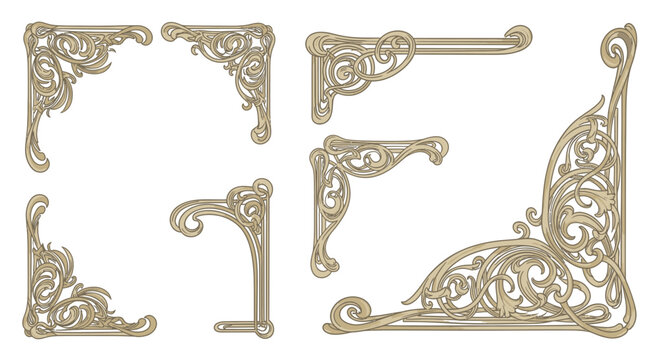 Decorative Vintage Ornate Corner Elements Set | Ornate Borders