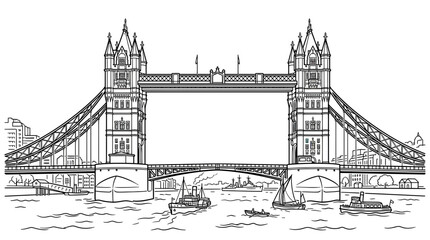 Obraz premium London Tower Bridge Sketch Outline Drawing Monochrome