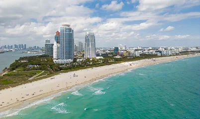 Miami city aerial view. Miami coastal cityscape. Miami Beach downtown. Miami ocean shore. © Volodymyr