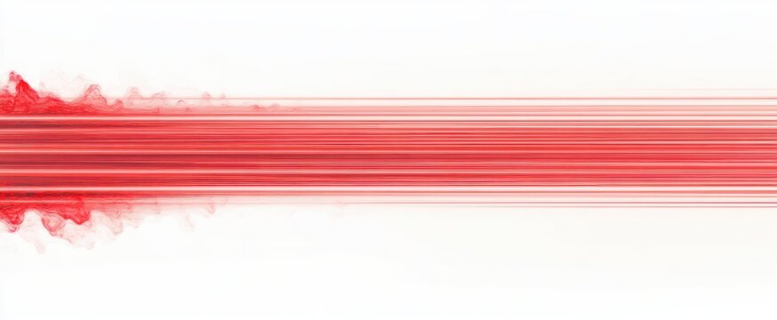 Converging horizontal red lines and smoky wisps on white background conveying motion and energetic tension