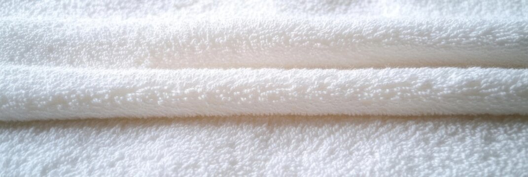 close-up of soft folded white towel showing plush terry cloth texture, clean and cozy bath linen evoking comfort and warmth