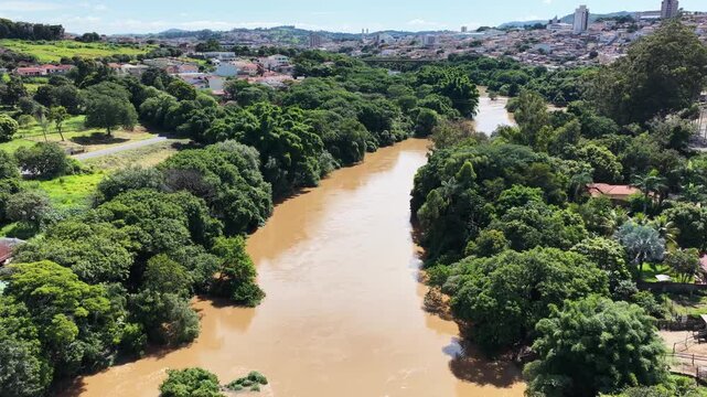 Pardo River Of Sao Jose Do Rio Pardo In Sao Paulo Brazil. Downtown Cityscape. Countryside City. Medieval Church. Sao Jose Do Rio Pardo In Sao Paulo Brazil. Beautiful Skyline.