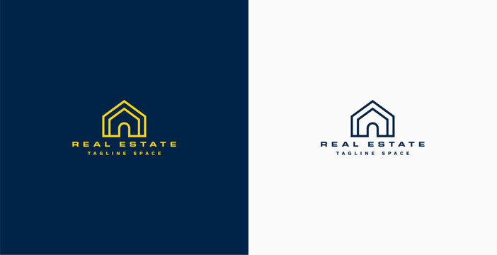 black and gold real estate logo with a house sign