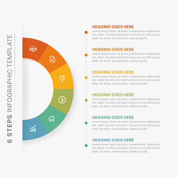 6 Steps Semicircle Cycle Business Process Infographic Template