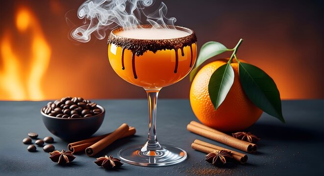 Spiced orange coffee cocktail with cinnamon and star anise