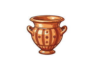 Archaic Terracotta Krater Drinking Vessel Featuring Intricate Handles Vertical Stripe Patterns And Wide Rim Design Vector Illustration © graphix