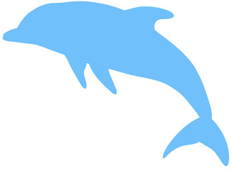 Fototapeta premium A blue silhouette illustration of a cute blue dolphin leaping nimbly
