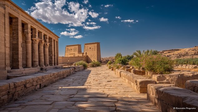 Ancient Egyptian Temple of Isis at Philae Island, Aswan, Egypt.