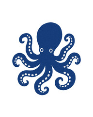 Blue octopus marine animal vector illustration isolated on white background in naive folk art style © Hasnah