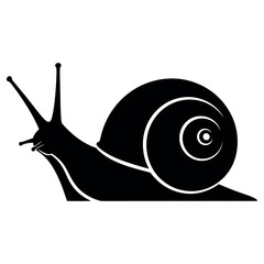 Detailed black silhouette of a garden snail showing its coiled shell and extended sensory tentacles in a clean graphic style suitable for various design projects and creative branding visual needs © mdbayjid