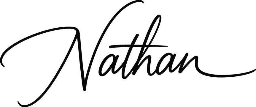 Nathan handwritten name script offers a classic touch to personalized gifts and formal documents.