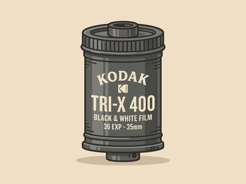 Film container on a surface in a studio with a lens cap Vector