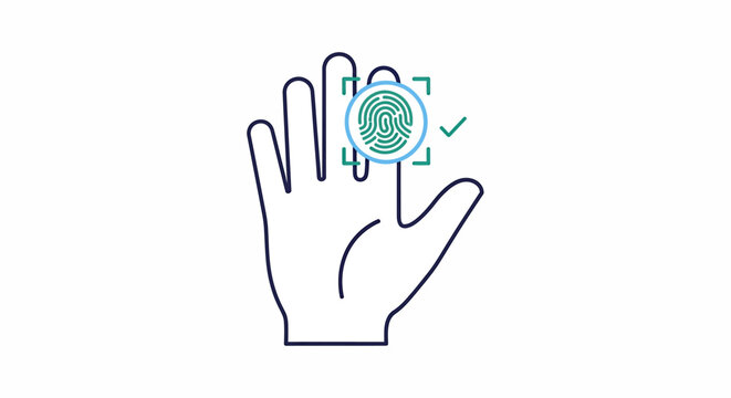Biometric fingerprint scanning icon representing secure access control and identity verification.