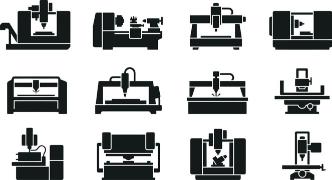 Vertical machining center lathe milling machine router plasma cutter laser waterjet press brake wire cut grinding.