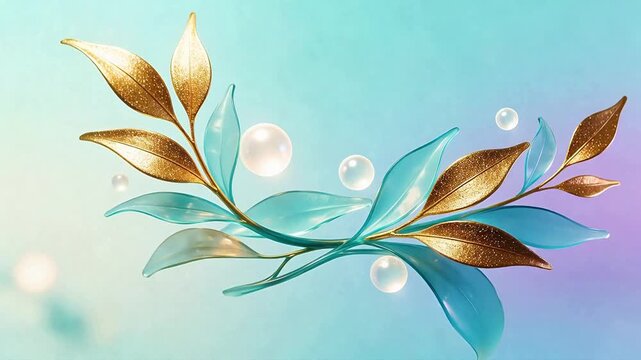 Artistic depiction of leaves and bubbles