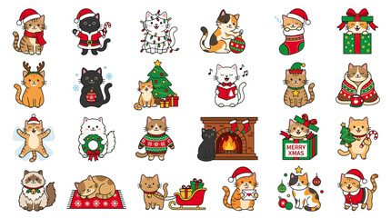 Cute Christmas Cats Pixel Art Collection: Festive Felines in Holiday Outfits © hana