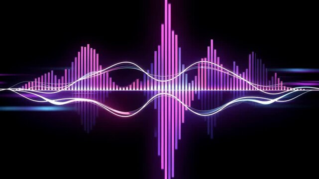 Dynamic vibrant colorful video visualizing rhythmic flowing sound waves for music and audio visualization