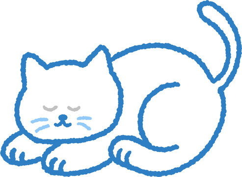 Cute cartoon white cat sleeping vector illustration