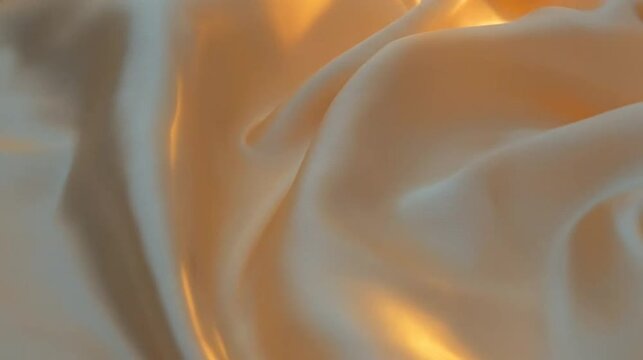 Golden fabric texture with smooth folds and soft lighting